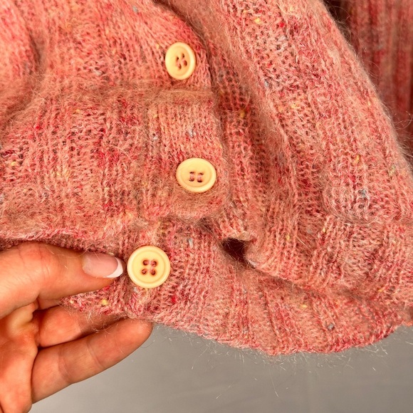 Crazy Horse womens cardigan mohair blend rib knit button front medium pink - Picture 9 of 13